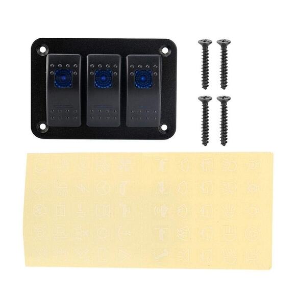 3 Gang 12-24V Rocker Switch Panel IP66 Water Proof (ABS+PC+Aluminum) - Picture 1 of 8